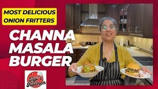 Mouth Watering  Onion Fritter Channa Masala Burger [upl. by Annayram]