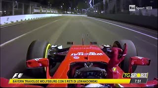 Vettel sings quotLItalianoquot after winning the Singapore Grand Prix [upl. by Siram862]