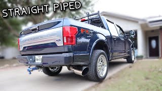 30 Powerstroke straight piped 2019 f150 Deleted and Tuned 4quot straight pipe to 8quot tip [upl. by Virgil]