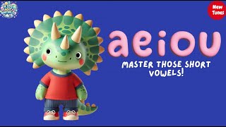 Short Vowels Fun Phonics Song with Cute Dinosaur for Kids a e i o u [upl. by Varipapa]