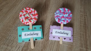 LOLLI🍭Geburtstagseinladung DIY Lollipop Invitation [upl. by Rai74]