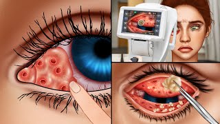 ASMR Pick up 29 pebbles under the eyelids animation  Rheum deep cleaning [upl. by Tocs]