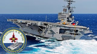 US Navy Aircraft carrier USS George HW Bush CVN 77 preparing for future operations [upl. by Ayanaj]