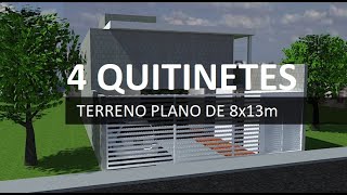 PROJETO DE 4 QUITINETES NO TERRENO DE 8x13m [upl. by Lowrie]