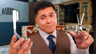 ASMR  1960s Vintage Haircut amp Shave Session  Barbershop Roleplay [upl. by Nahn]