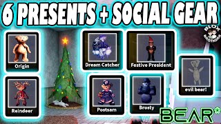 How to GET ALL 6 PRESENTS Secret Skins and EVIL BEAR Social Gear  Brickbattlers Xmas eventBear [upl. by Nalyac]