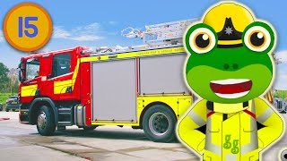 Geckos Emergency Fire Truck Rescue  Geckos Real Vehicles  Educational Truck Videos For Kids [upl. by Ykcub]