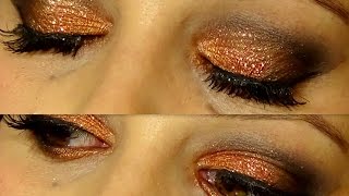 Maquillage de fête 1 avec Paillettes bronze et cuivre [upl. by Yentrok]