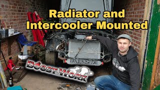 Boost Worx 190e radiator and intercooler mounted in the car [upl. by Anadroj979]