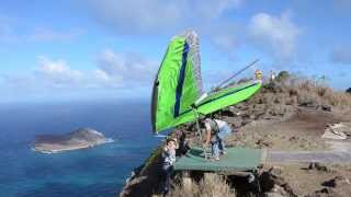 Dave Goto launches his hang glider at Makapuu Oahu [upl. by Anirac]