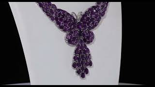 Amethyst Butterfly Cluster Necklace In Rhodium over Sterling Silver 7285ctw [upl. by Llirpa]