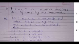 If F and g are measurable functions then Fg and Fg are measurable MathematicsMSCPGsemester2 [upl. by Ailadi]