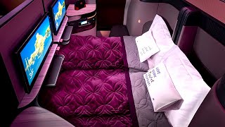 Worlds Best Business Class Qatar Airways B777300ER Qsuite Flight from Doha to Tokyo [upl. by Denby]