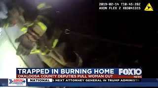 Dramatic body cam video shows desperate effort to save woman from burning house in Okaloosa County [upl. by Aleyam]