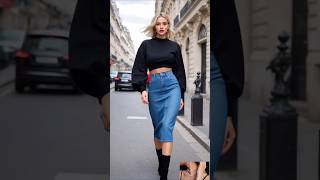 Sweatshirt amp jeans skirt outfit ideas 🌹outfitideas fashion streetoutfit model style [upl. by Knowlton361]