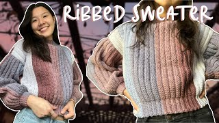 Easy Crochet Ribbed Pullover Sweater Tutorial [upl. by Yared898]