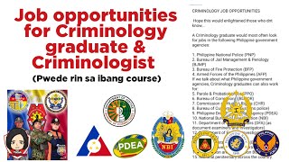 Job Opportunities for Criminology graduate amp Criminologist Pwede rin sa ibang course [upl. by Anehta934]