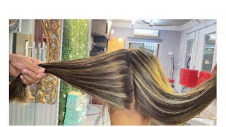 Easy method of highlightinghair streaking step by step [upl. by Dnomso]