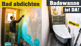 Badezimmer abdichten Badewanne ist DA Wohnung selber renovieren Vlog24  Immobilien Sanierung [upl. by Eoj]