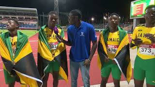 CARIFTA Games 2024 Grenada  Boys 4x100 Meter Relay Under 17 Finals Interview [upl. by Lauree874]