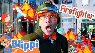 Firefighter Blippi Saves Kidzania Childrens Museum Educational Videos for Kids [upl. by Ylen]