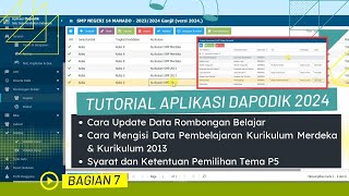 Cara Update Data Rombel Mengisi Pembelajaran Kurikulum Merdeka dan Memilih Tema P5 di Dapodik 2024 [upl. by Nythsa]