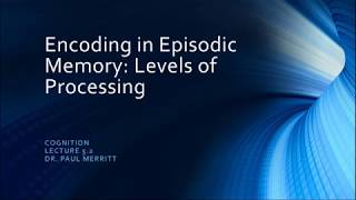 Cognition Lecture 5 2 Encoding in Episodic Memory Levels of Processing [upl. by Pearl540]