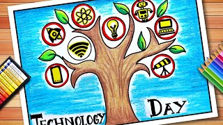 National Technology Day Poster Drawing  Digitalisation in daily life Poster  Digital India Drawing [upl. by Davis]