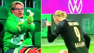 Erling Haaland goal celebration against Wolfsburg fan [upl. by Alemap956]