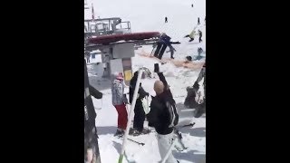 Horrifying Ski lift starts speeding backwards [upl. by Reynard]