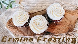 白鼬奶油霜 （ 超簡單 紅絲絨蛋糕的原配  減糖版 ） ermine frosting [upl. by Ronile]