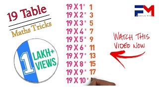 19 table  easy way to remember tables  maths tricks [upl. by Ardyaf959]