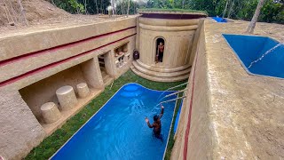 100 Days Building An Underground Temple House With Water Slide To Underground Swimming Pool [upl. by Laynad]