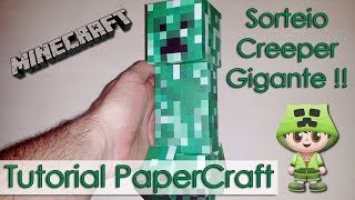 Tutorial PaperCraft Minecraft  Creeper Gigante  Sorteio para os inscritos [upl. by Wedurn]