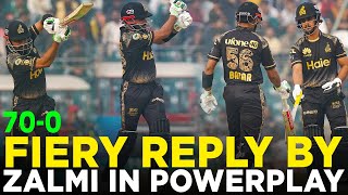 Fiery Reply By Zalmi in Powerplay  Quetta Gladiators vs Peshawar Zalmi  Match 2  HBL PSL9  M2A1A [upl. by Nesyaj]