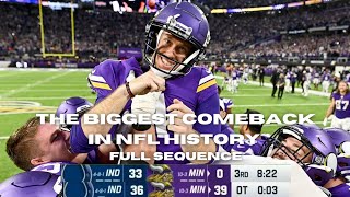 The Biggest Comeback in NFL History Vikings down 330 vs Colts  Full Sequence NFL 2022 Week 15 [upl. by Nlycaj]