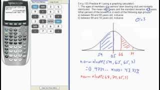 54 Using normalcdf to find area between values [upl. by Leid]