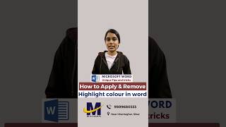 Apply amp Remove highlight Color in word  How To Highlight Text In Word msexcelwire shorts short [upl. by Shutz]