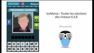 Solutions Icomania  Toutes les solutions du jeu des niveaux 6 a 8 [upl. by Devinna544]