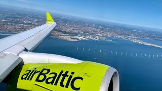 Swiss Airbus A220300 operated by Air Baltic Sunny Takeoff from Copenhagen Kastrup  CPHZRH [upl. by Kendal]