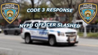 CODE 3 RESPONSE Multiple NYPD Police Cars respond to a Officer Slashed on Ocean Parkway [upl. by Ynafetse]