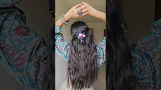 Day 49 Navratri Hairstyle open hair hairstyleQuick and Easy Hairstyle navratrihairstyle [upl. by Elehcin]