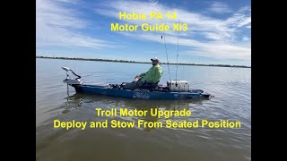 Hobie PA 14 Motor Guide Xi3 Troll Motor Upgrade Deploy and Stow From Seated Position [upl. by Gaudette735]