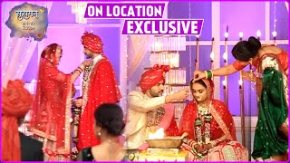 Suhagan On Location Vedant Se Shaadi Karke Swara Ne Ghar Is Sadsya Se Ki Mulakaat Kia Unhe Impress [upl. by Ellehsat]