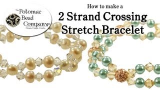 How to Make a 2 Strand Crossing Stretch Bracelet [upl. by Aynosal998]