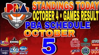 pba standings today October 4 2024  games results  games schedule October 5 2024 [upl. by Lek493]