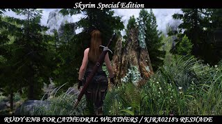 Skyrim SE  Rudy ENB For Cathedral Weathers  kira0218s ReShade With Ray Tracing GI Shader [upl. by Genesia335]