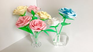 【ペーパーフラワー】茎付きのバラ 【paper flowers 】Roses with stems [upl. by Coveney]