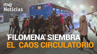 MADRID SE COLAPSA con una nevada histórica que obliga a cortar la M40 y la M30  RTVE Noticias [upl. by Aggappera293]