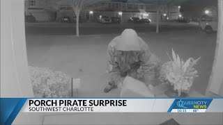 Porch pirate greeted with surprise package in Charlotte [upl. by Ellynad]